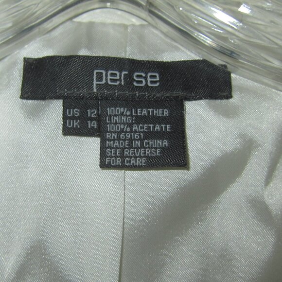 Per Se White Leather Blazer Jacket Women's 12 - Picture 5 of 12